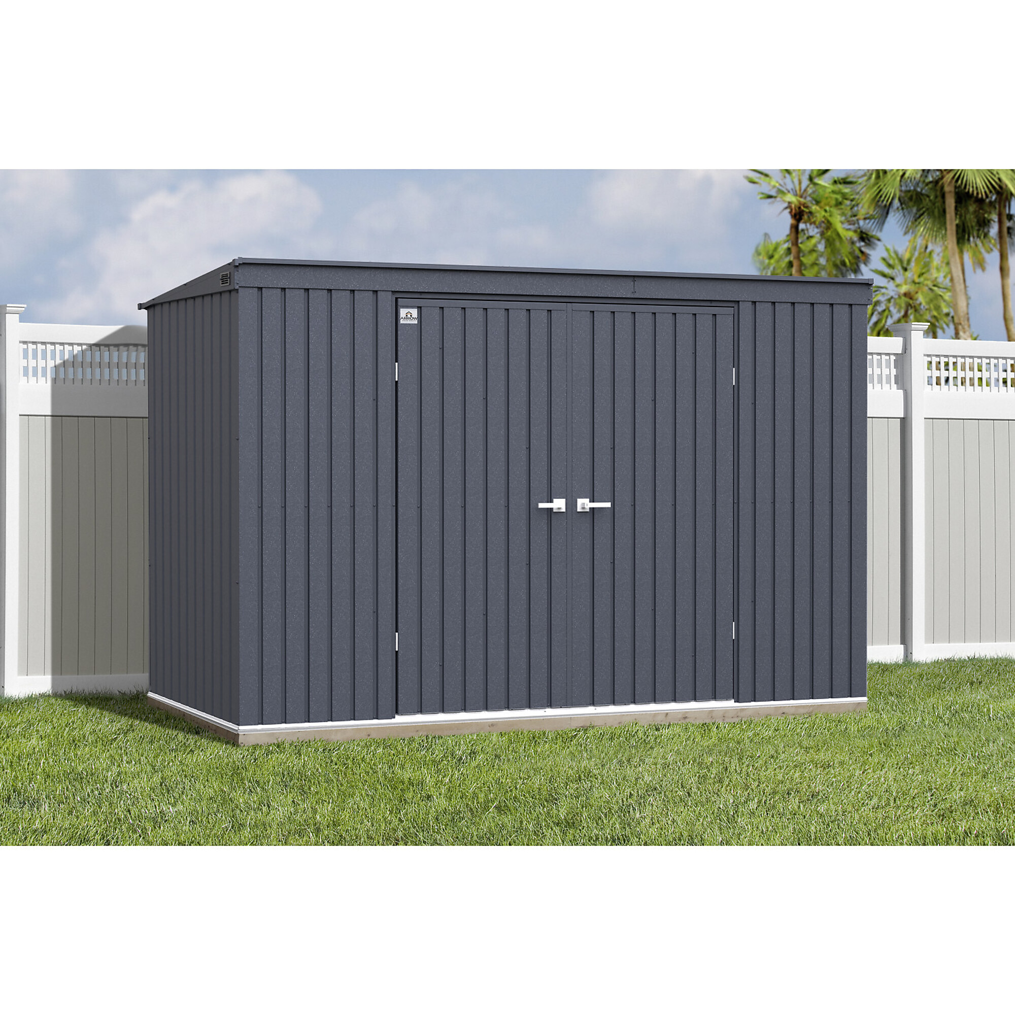 Arrow Storage Products, Elite Steel Shed 10x4 Anthracite EP104AN, Length 4 ft, Width 10 ft, Model# EP104AN